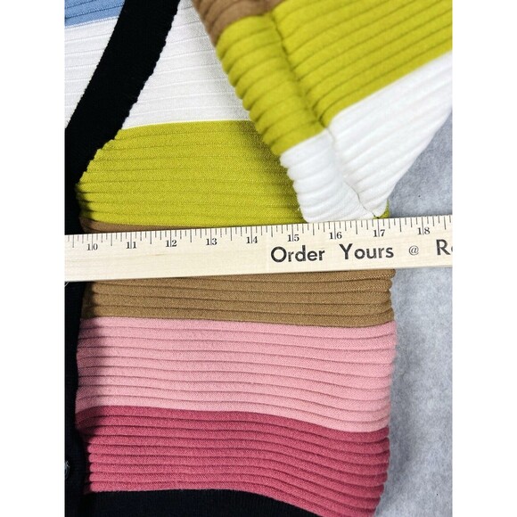 Industry Sweater Womens Small Petite Black Cropped Balloon Sleeve Y2K Striped - Picture 10 of 14